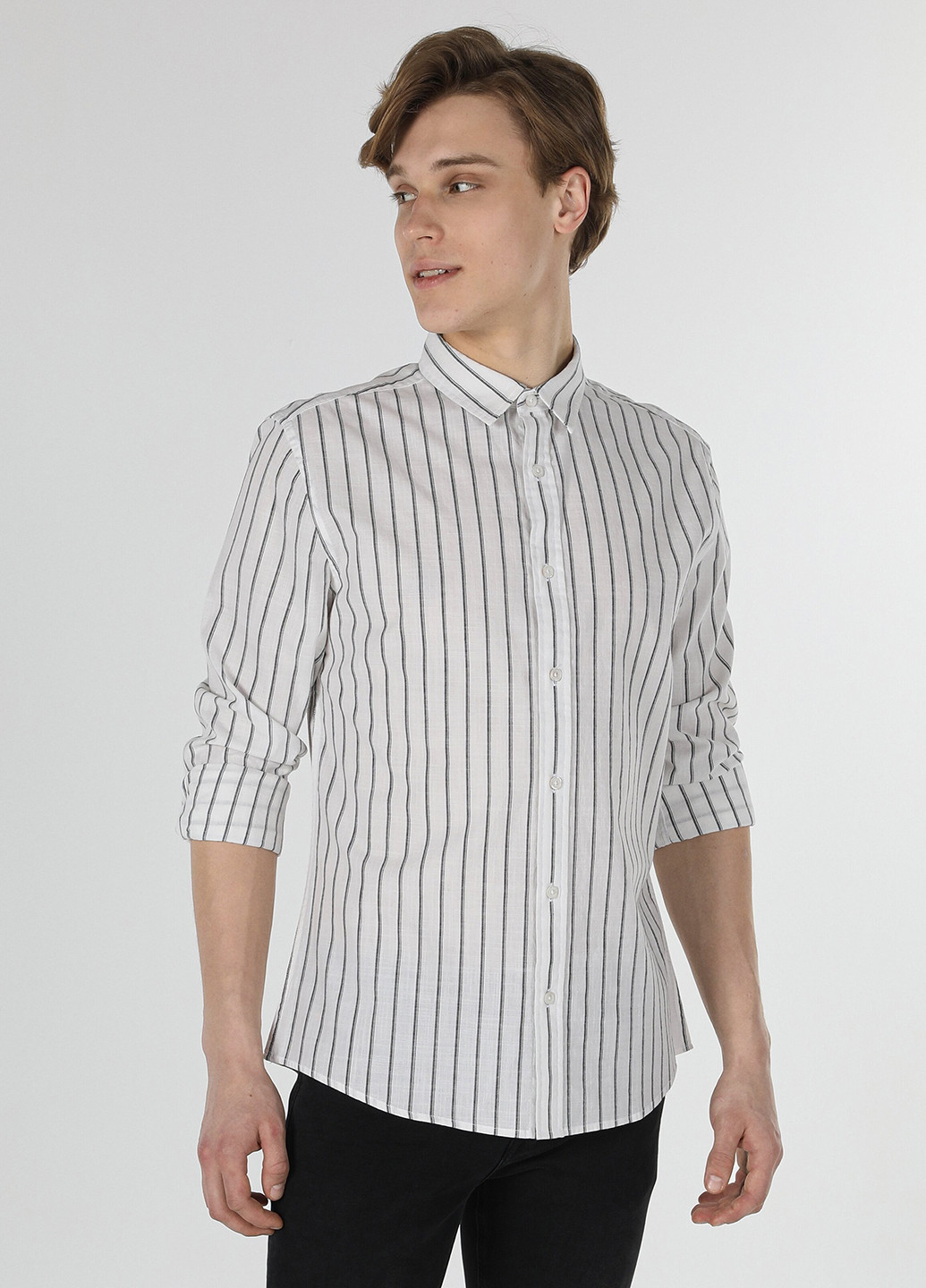 Белая кэжуал рубашка в полоску Colin's