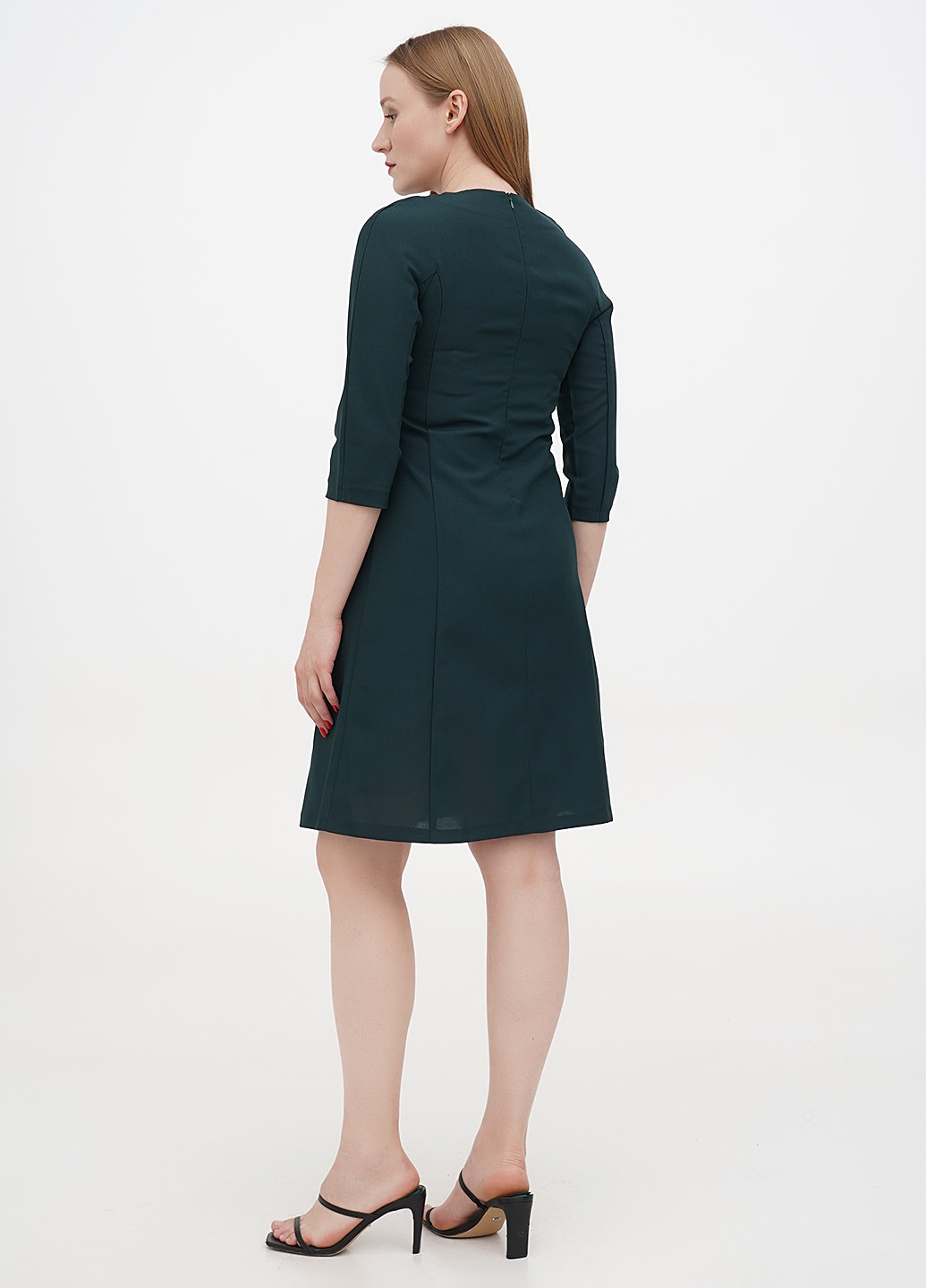 Темно-зеленое кэжуал платье а-силуэт Dioni однотонное