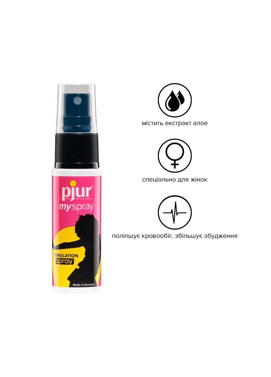 Збудливий спрей для жінок My Spray 20 мл з екстрактом алое, ефект поколювання Pjur (255169463)