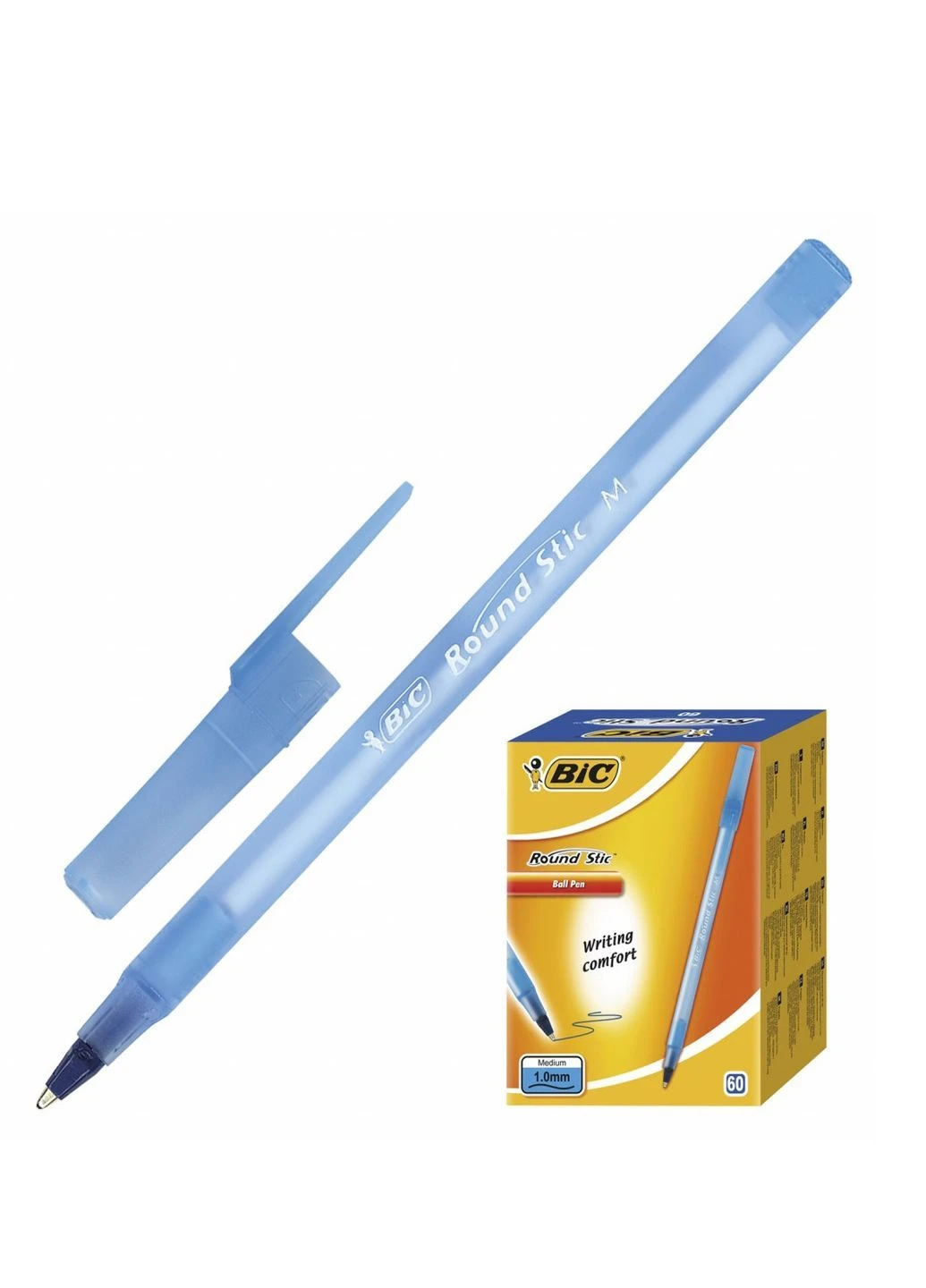 Набір кулькових ручок 60 шт Round Stic M Синій Bic (248071961)