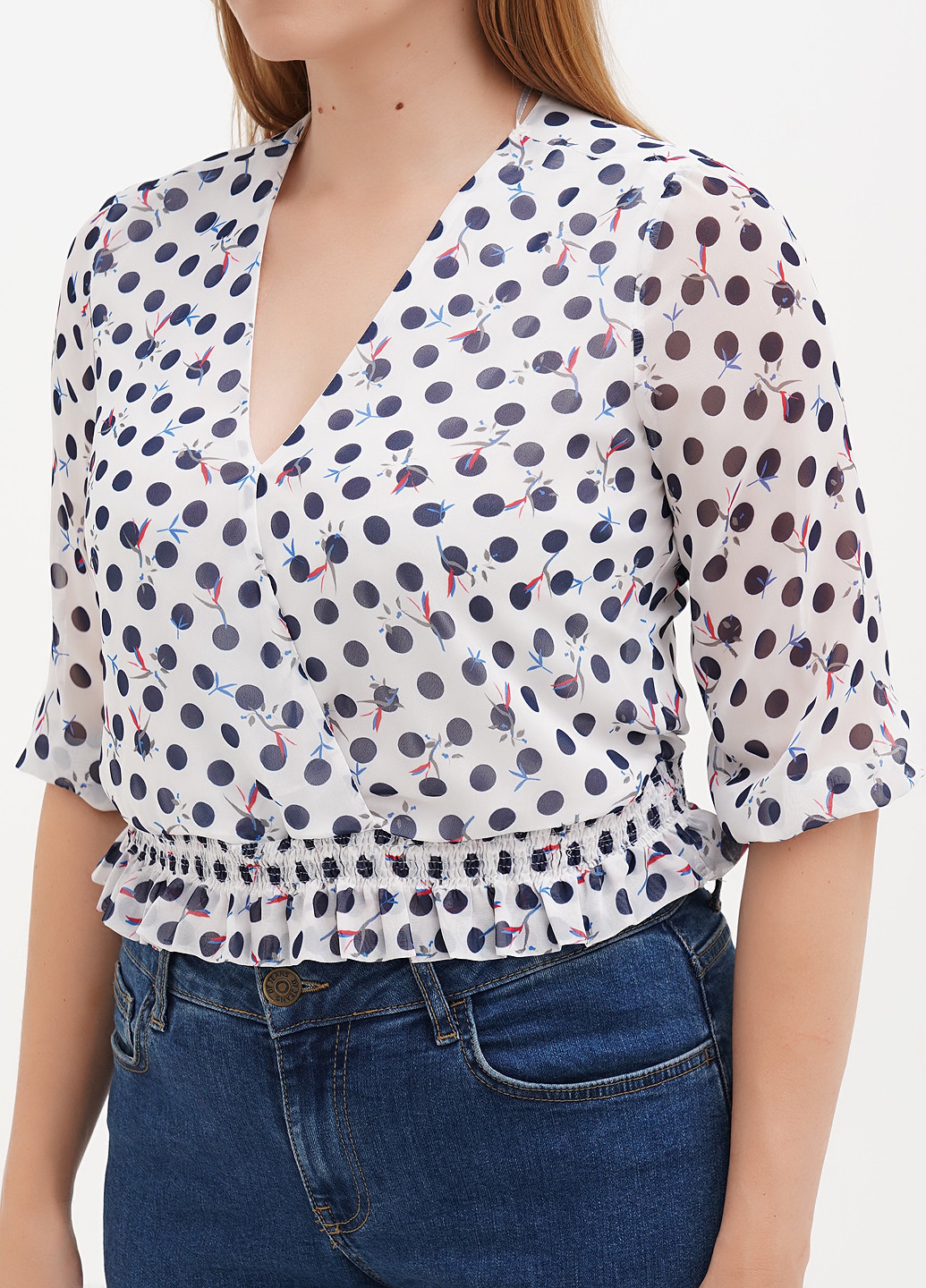 Молочная блуза на запах Sassofono Club