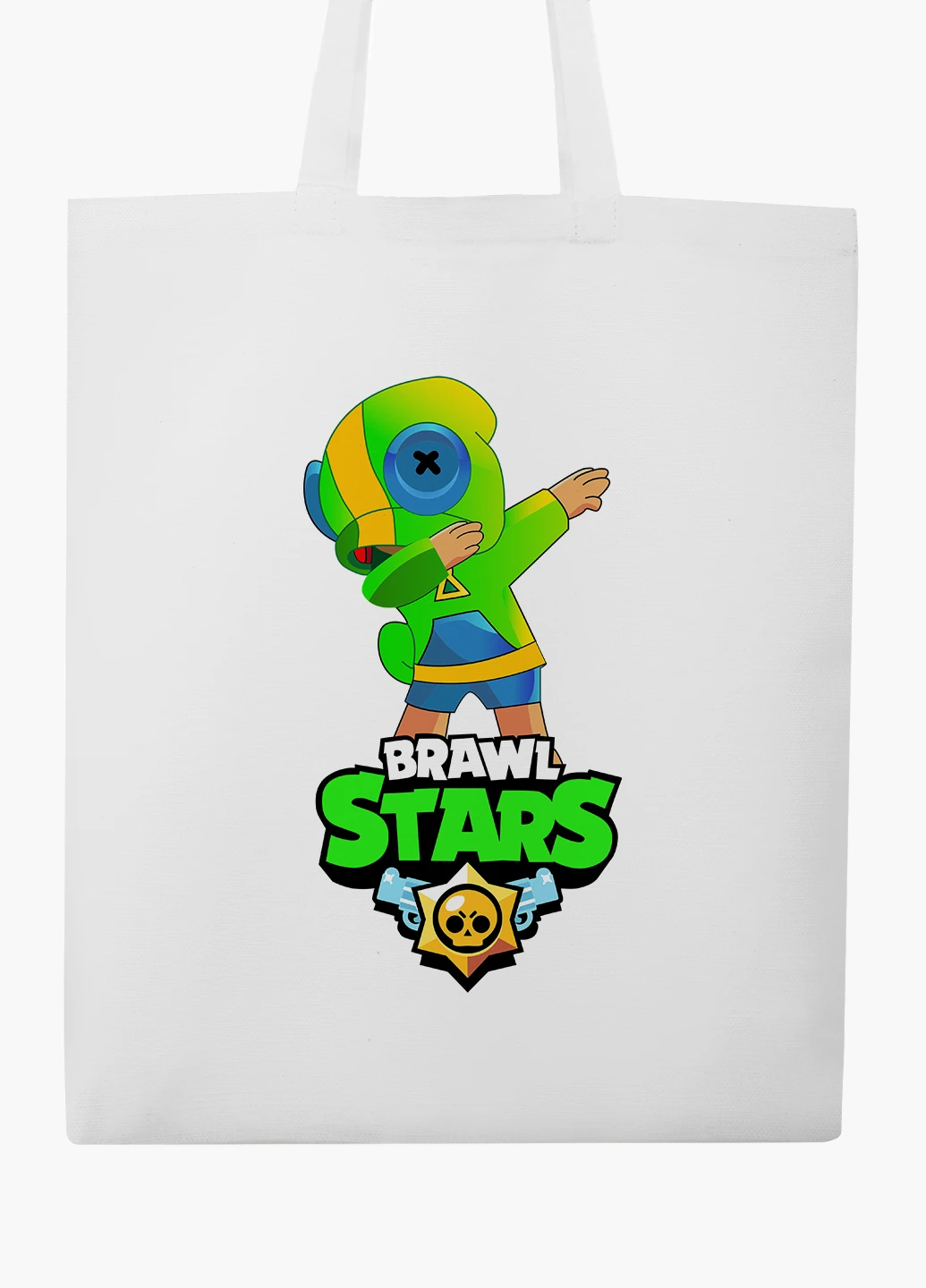 Эко сумка шоппер белая Зеленый Леон Бравл Старс (Green Leon Brawl Stars) (9227-1705-WT-2) экосумка шопер 41*35 см MobiPrint (219111113)