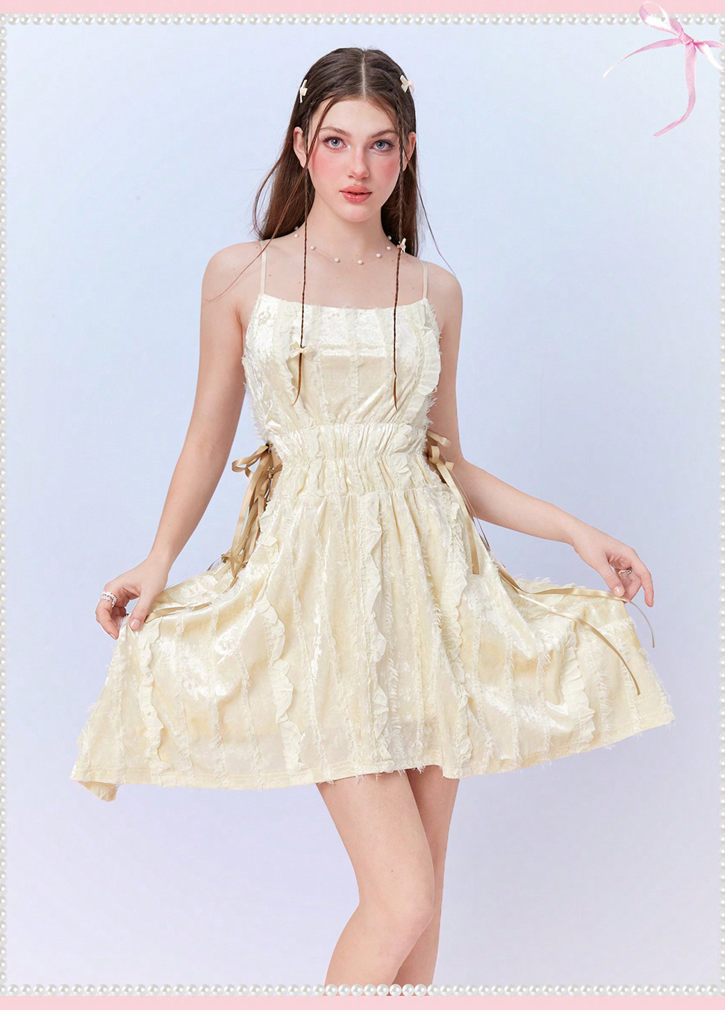 Светло-желтое праздничный, кэжуал платье клеш, а-силуэт, с открытой спиной SHEIN однотонное