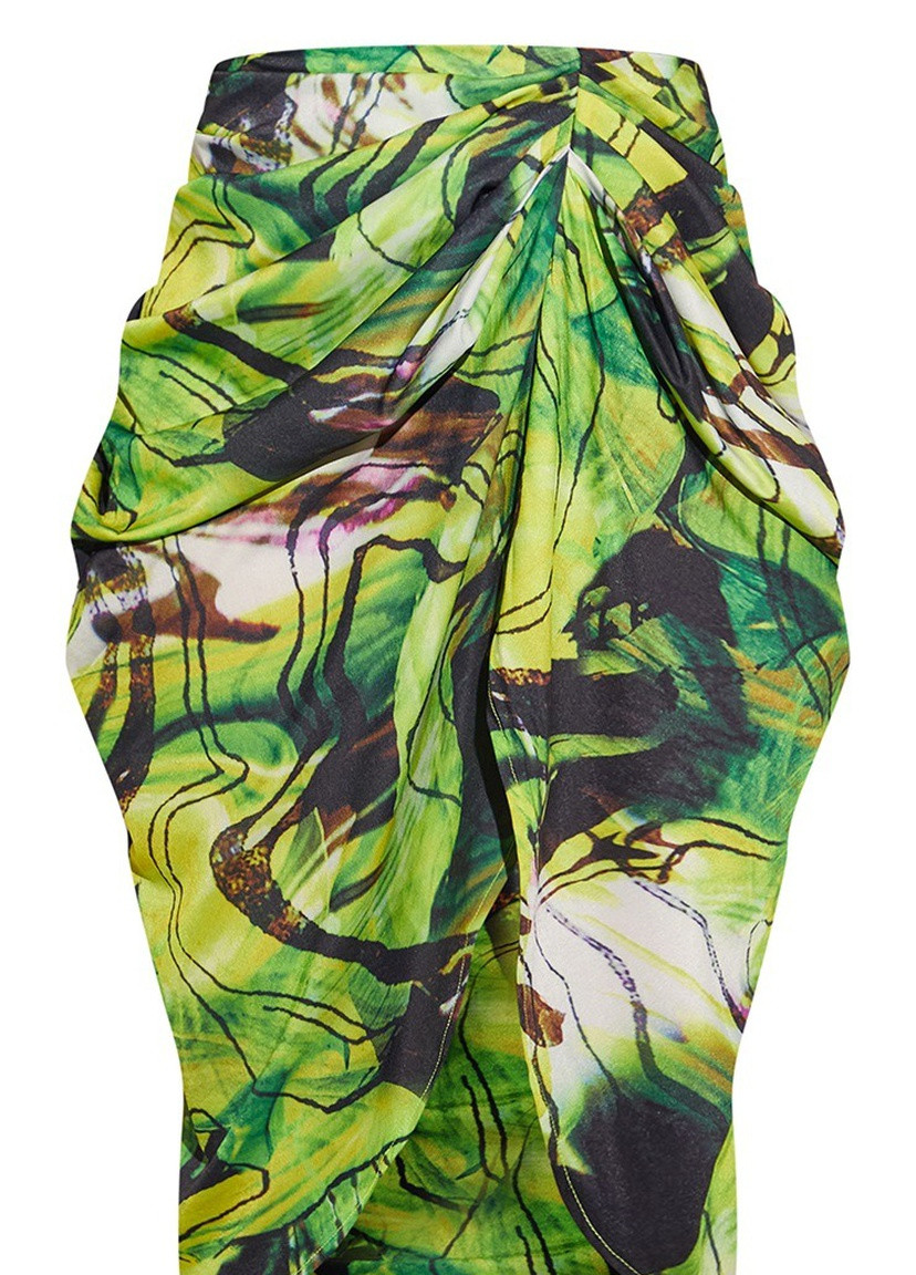 Зеленая кэжуал с абстрактным узором юбка PrettyLittleThing