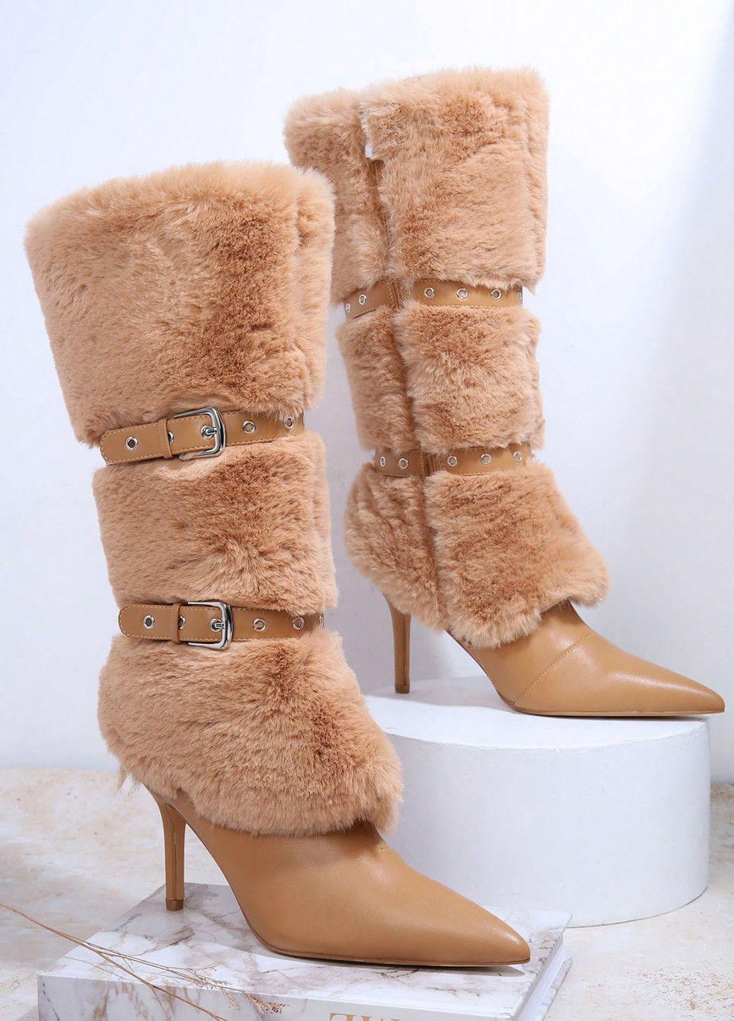 Зимние сапоги SHEIN с пряжкой, с мехом, люверсы