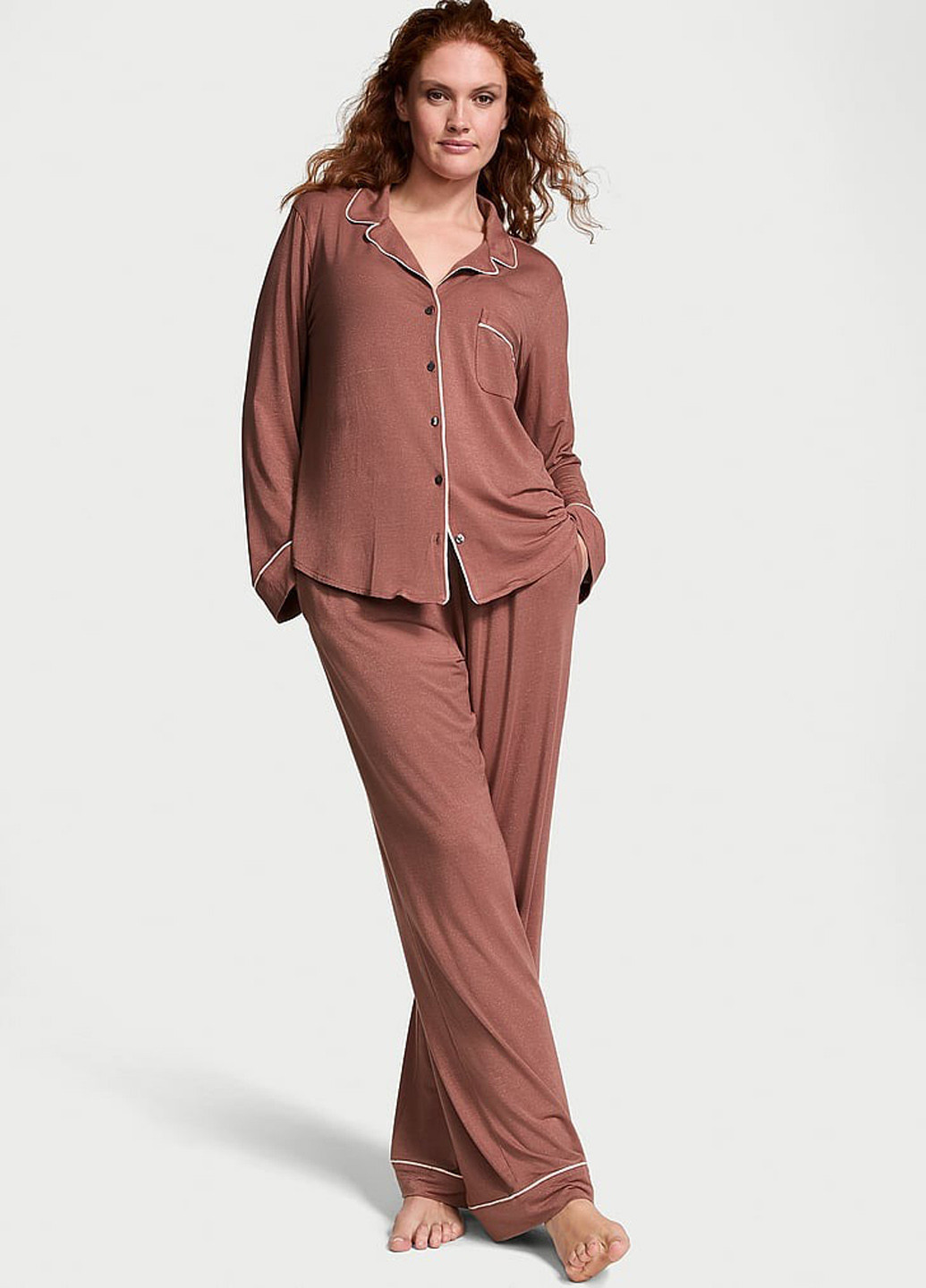 Рожево-коричнева всесезон піжама (сорочка, штани) сорочка + брюки Victoria's Secret