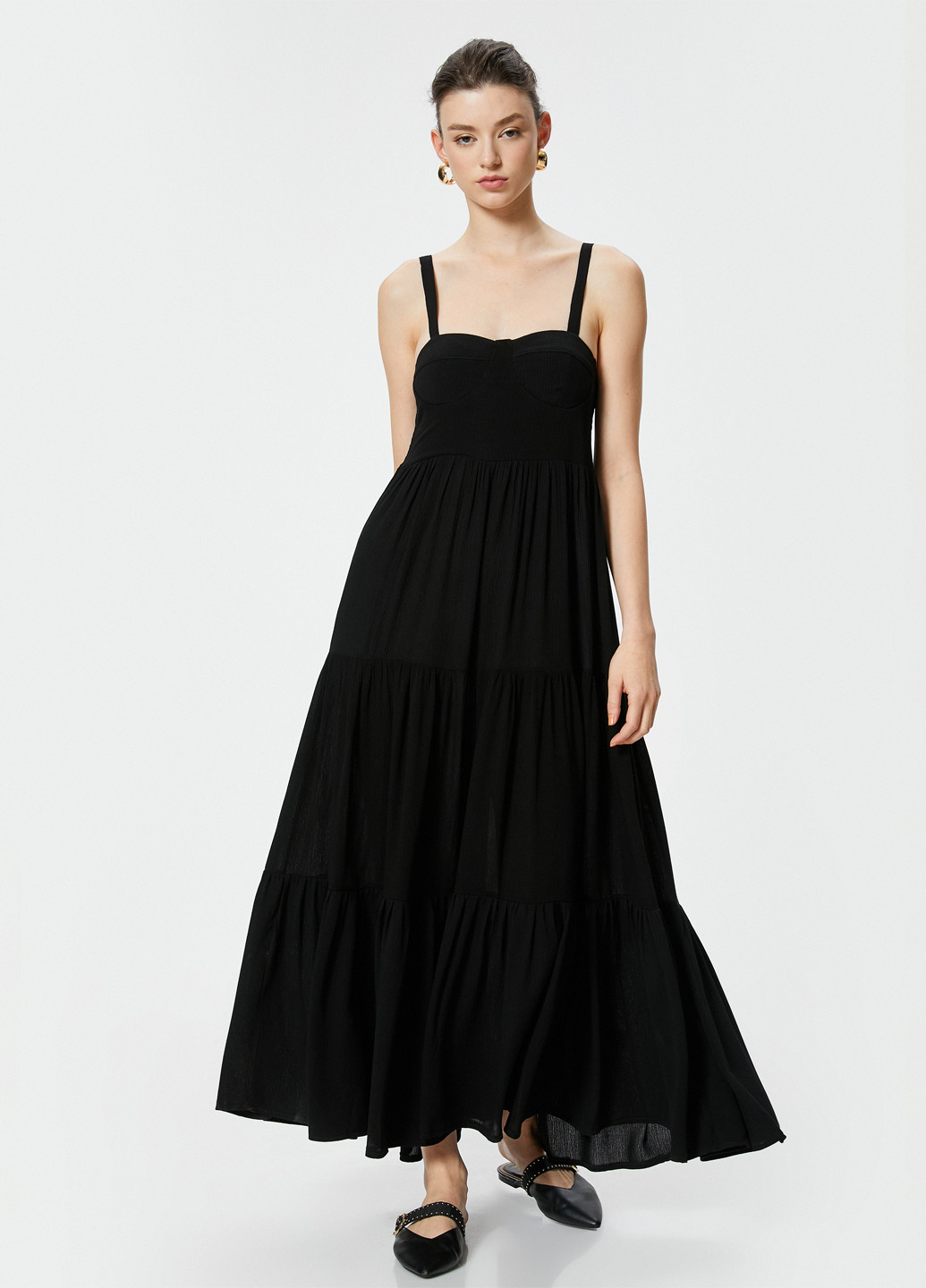 Черное праздничный, кэжуал платье а-силуэт KOTON однотонное