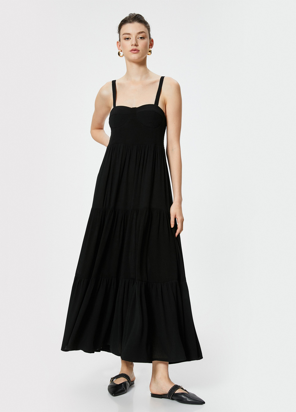 Черное праздничный, кэжуал платье а-силуэт KOTON однотонное