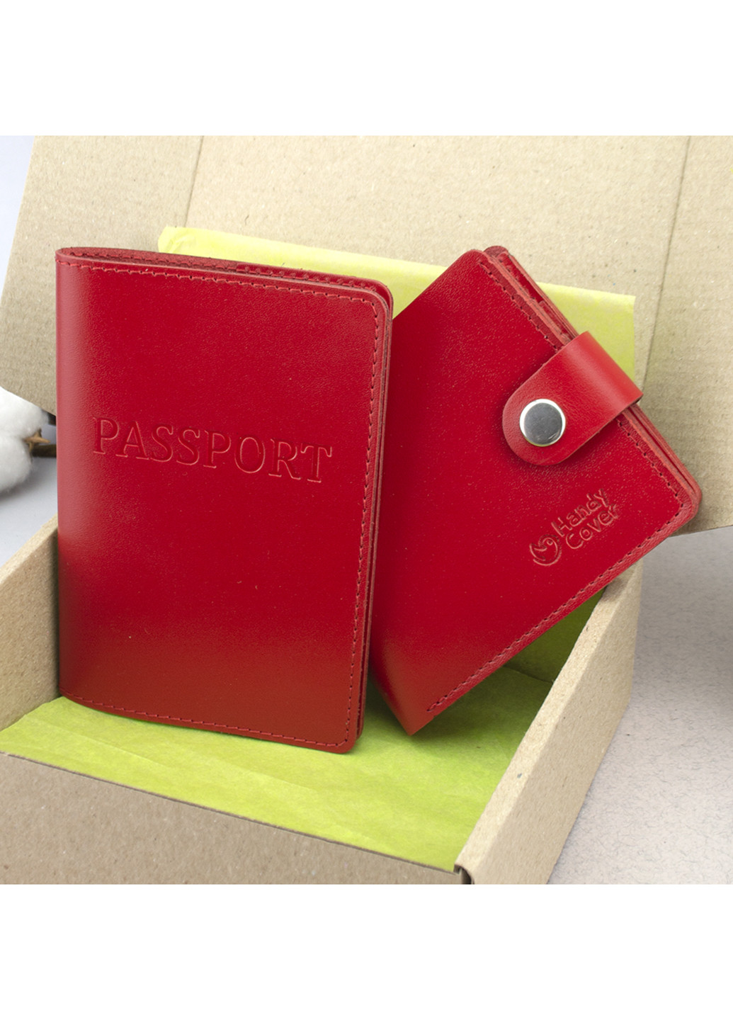 Подарочный женский набор №56: обложка на паспорт + портмоне HC0042 (красный) HandyCover (242170177)