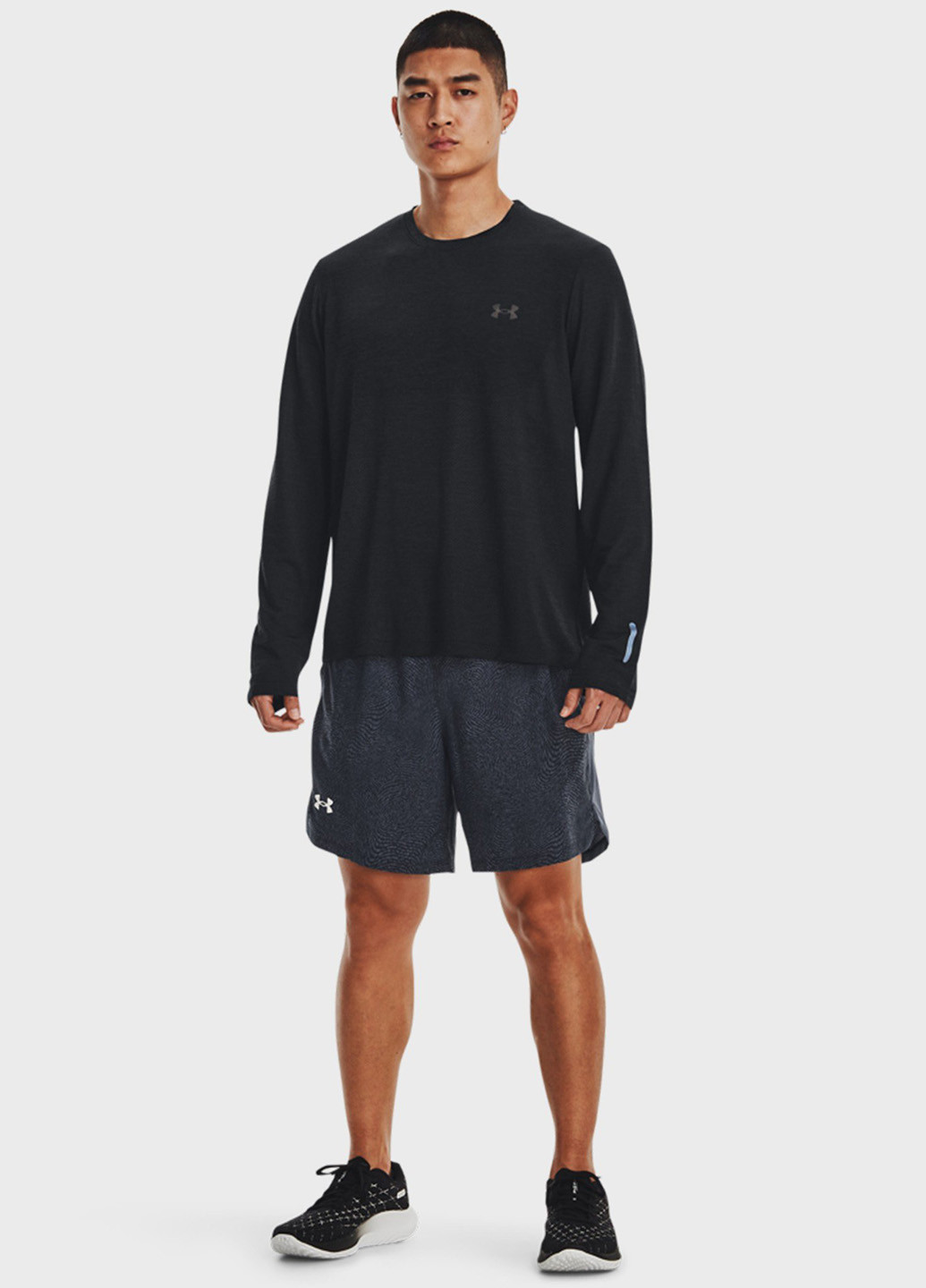 Лонгслів Under Armour логотип чорний спортивні нейлон, трикотаж