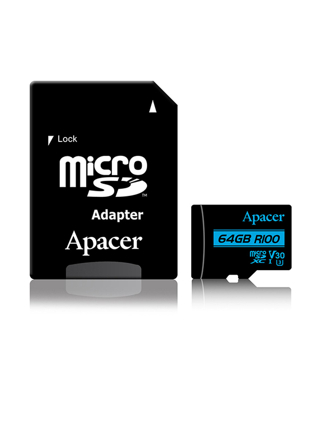 Карта памяти microSDXC 64GB C10 UHS-I U3 V30 (R100MB/s) + SD-adapter (AP64GMCSX10U7-R) Apacer карта памяти apacer microsdxc 64gb c10 uhs-i u3 v30 (r100mb/s) + sd-adapter (ap64gmcsx10u7-r) (135316896)