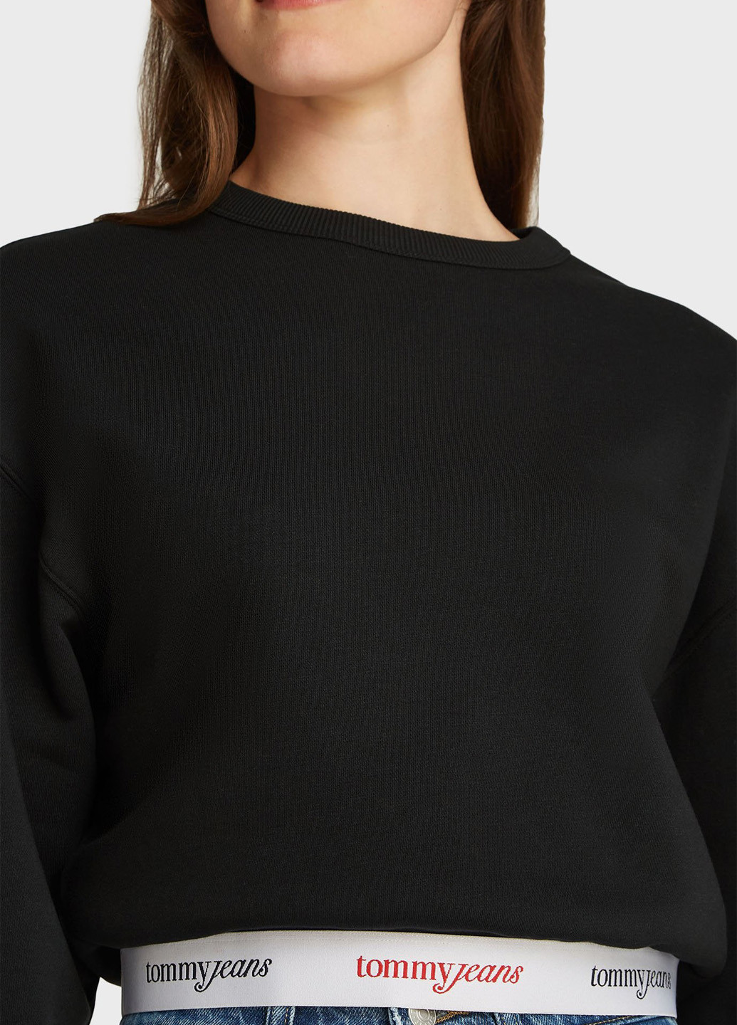 Чорний світшот Tommy Jeans логотип без декору (344509005)