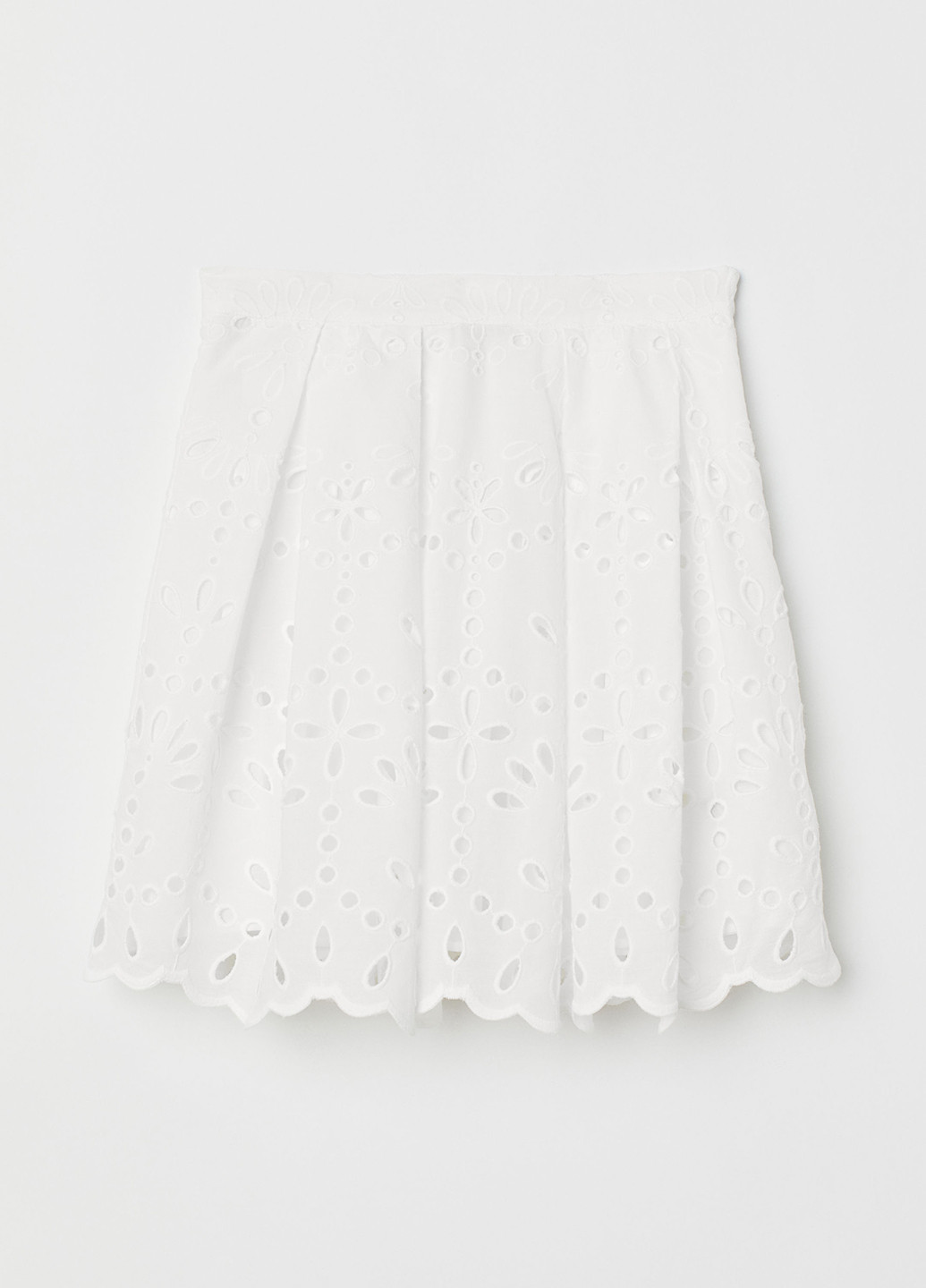 Белая кэжуал однотонная юбка H&M клешированная