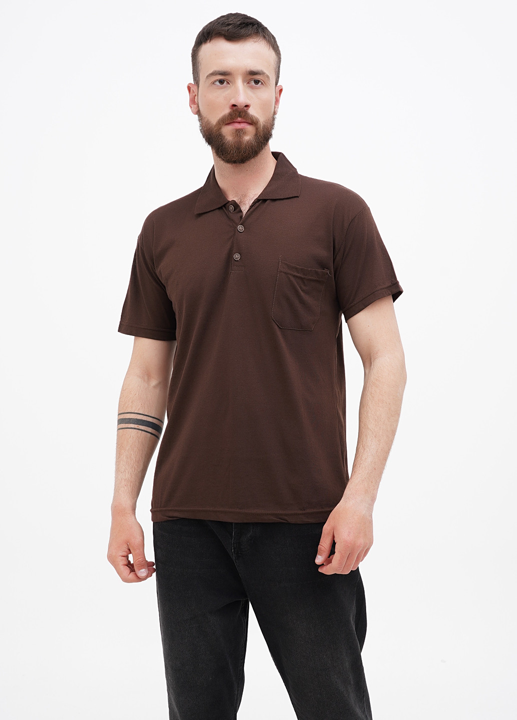 Темно-коричневая футболка-поло для мужчин IPEK однотонная