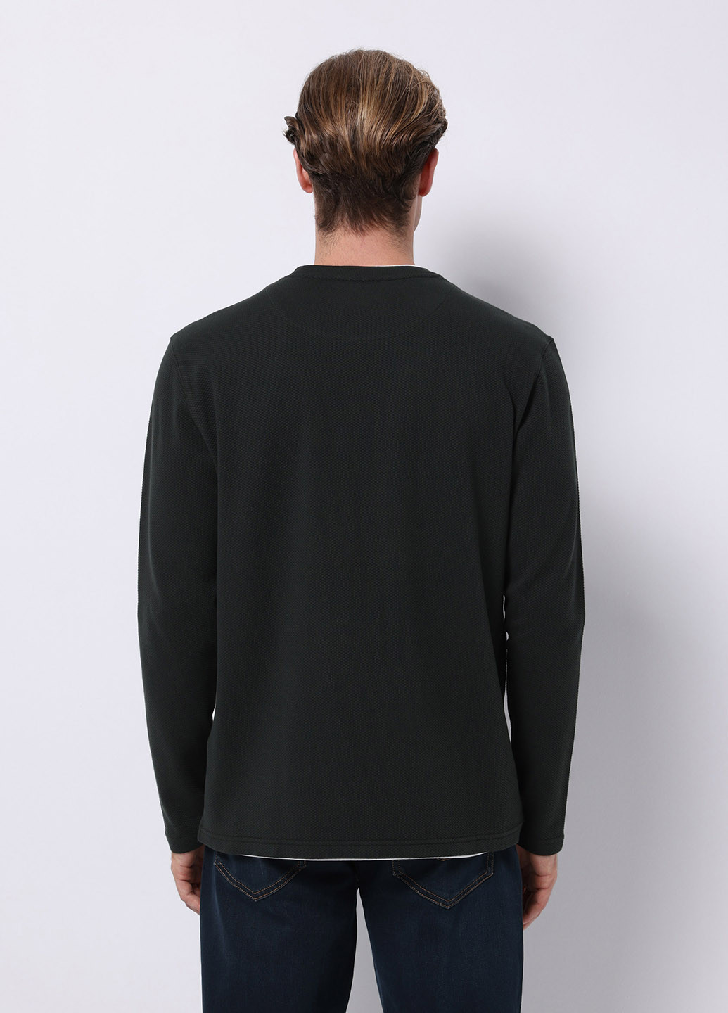 Лонгслів Colin's однотонний темно-зелений кежуали, спортивні бавовна, трикотаж