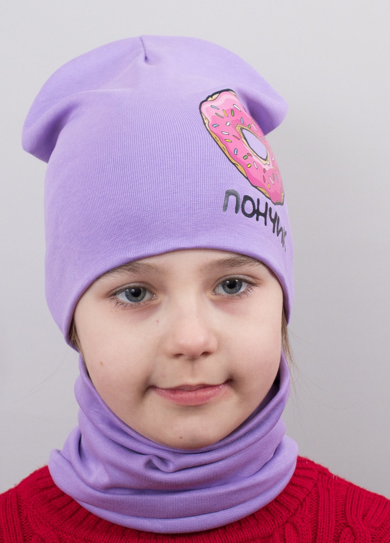Дитяча шапка з хомутом КАНТА "Пончик" розмір 48-52 бузковий (OC-819) Канта (220180374)