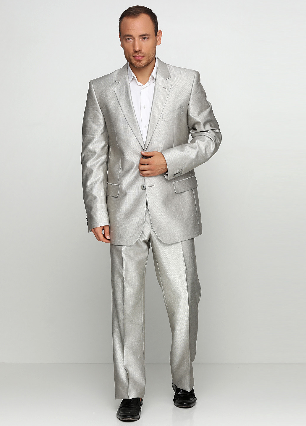 Серебристый демисезонный костюм (пиджак, брюки) брючный Galant