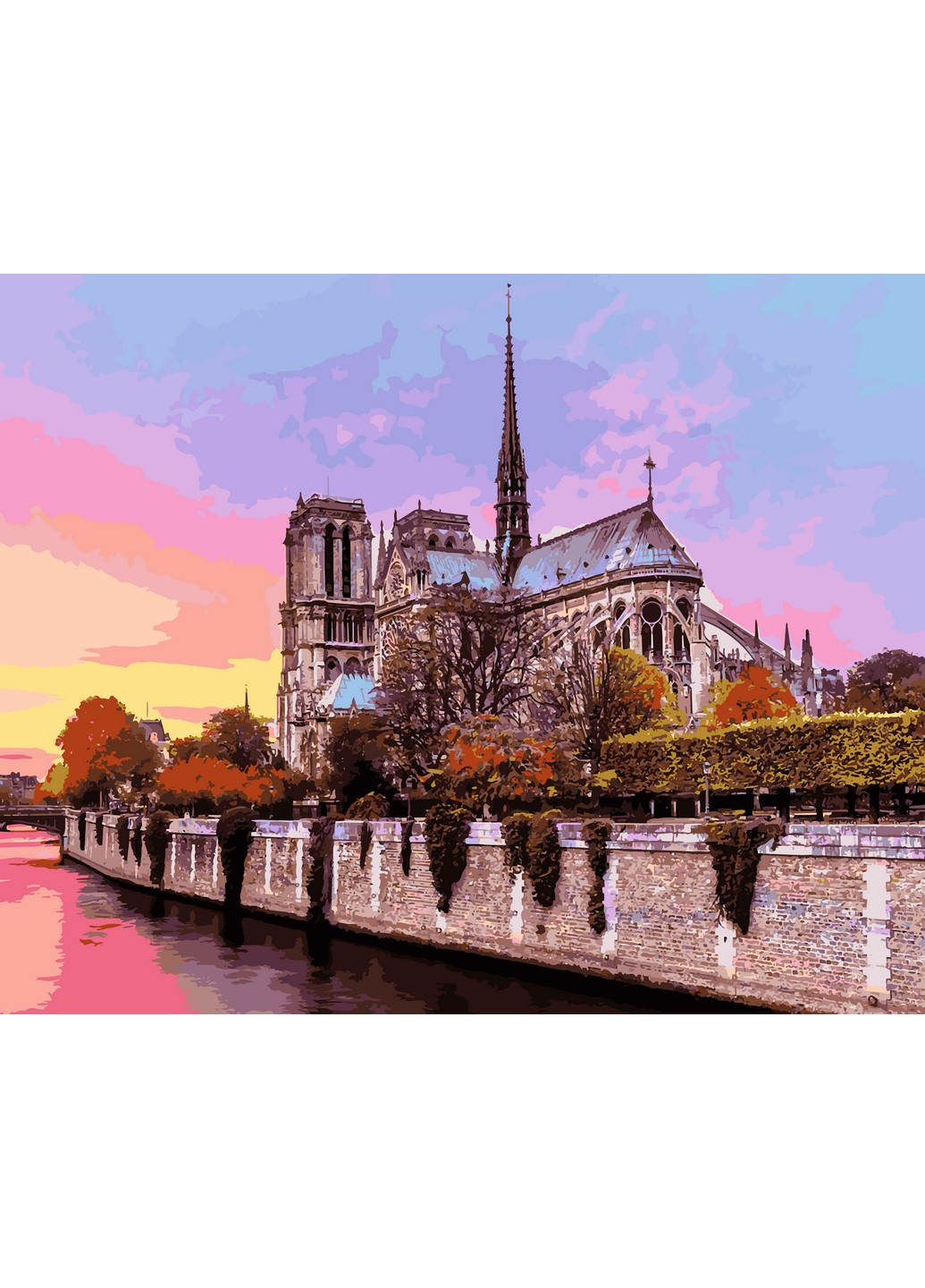 Картина по номерам "Рассвет над собором Парижской Богоматери", 40*50 см Babylon комбинированные