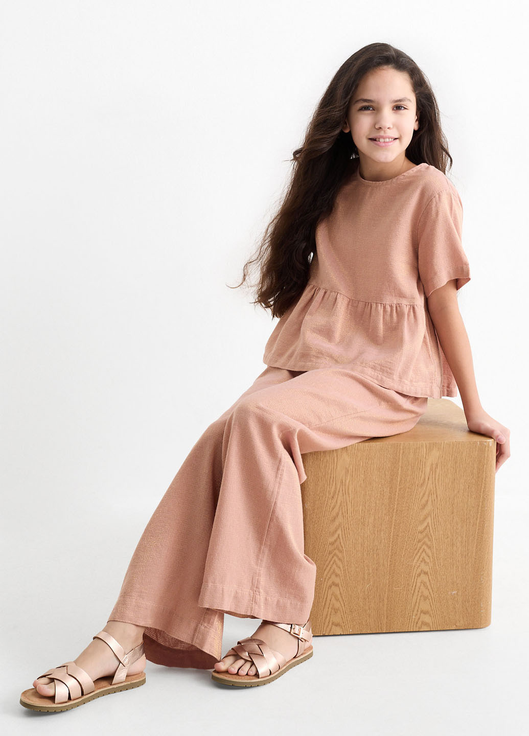 Пудровый летний комплект (блуза, брюки) C&A