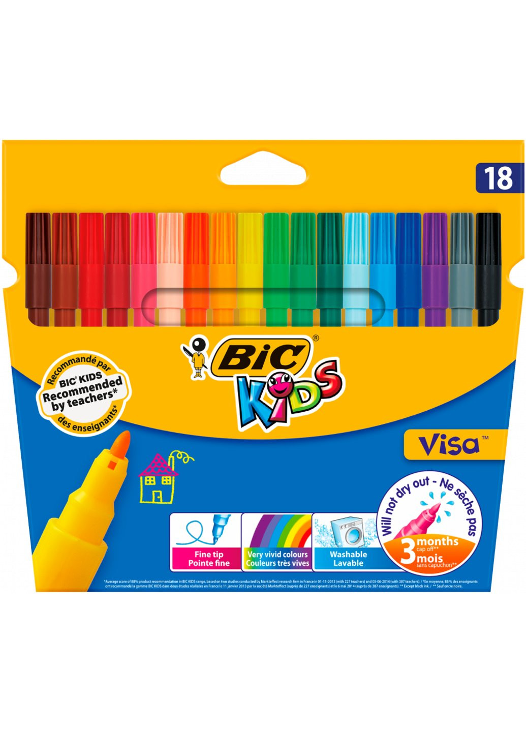 Фломастеры Kids Visa 880, 18 цветов (bc888681) Bic (254065427)