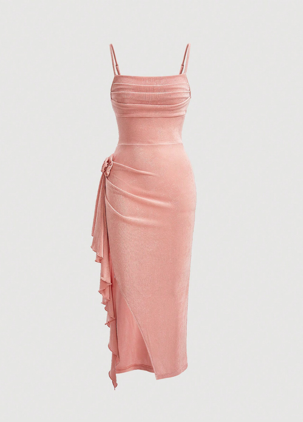 Світло-рожева вечірня, святковий сукня з відкритими плечима SHEIN однотонна