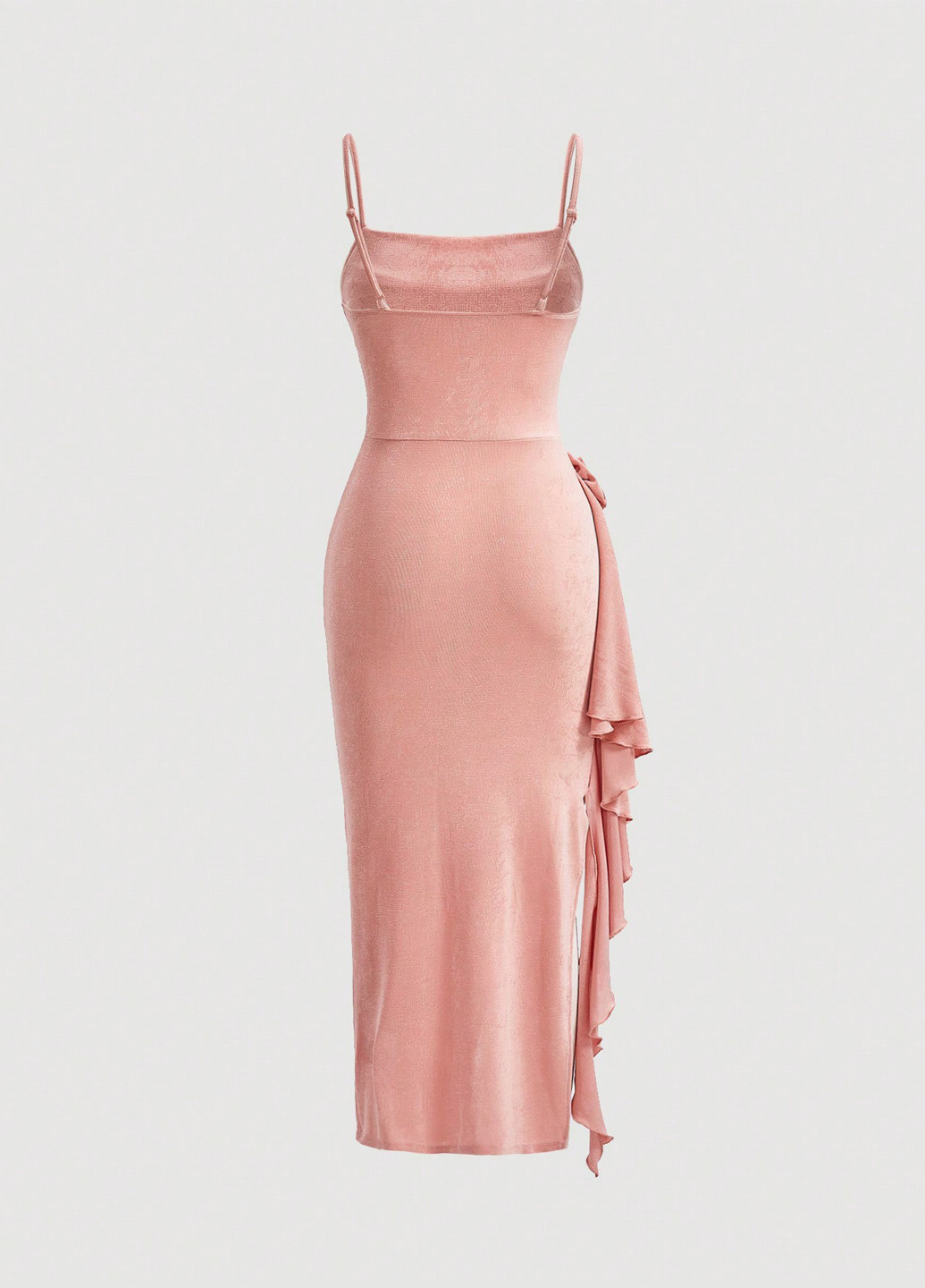 Світло-рожева вечірня, святковий сукня з відкритими плечима SHEIN однотонна