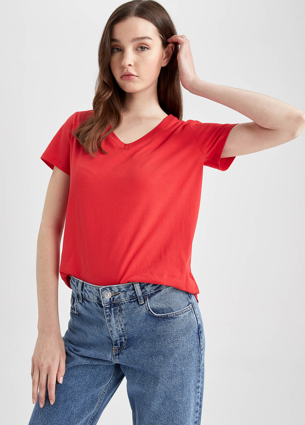 Яскраво-червона літня футболка DeFacto