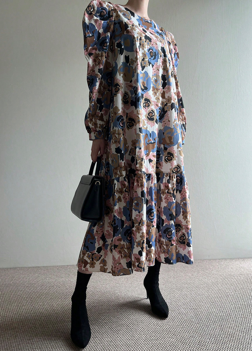 Молочное праздничный, деловое, кэжуал платье а-силуэт SHEIN с цветочным принтом