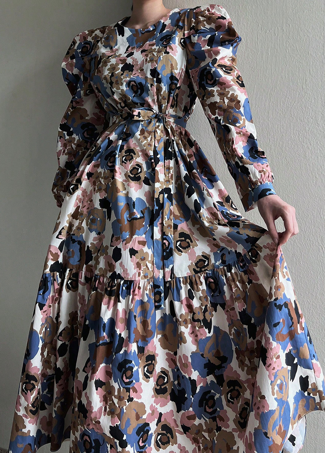 Молочное праздничный, деловое, кэжуал платье а-силуэт SHEIN с цветочным принтом