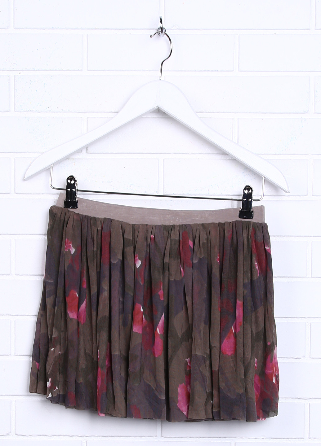 Оливковая (хаки) кэжуал цветочной расцветки юбка Fun & Fun мини