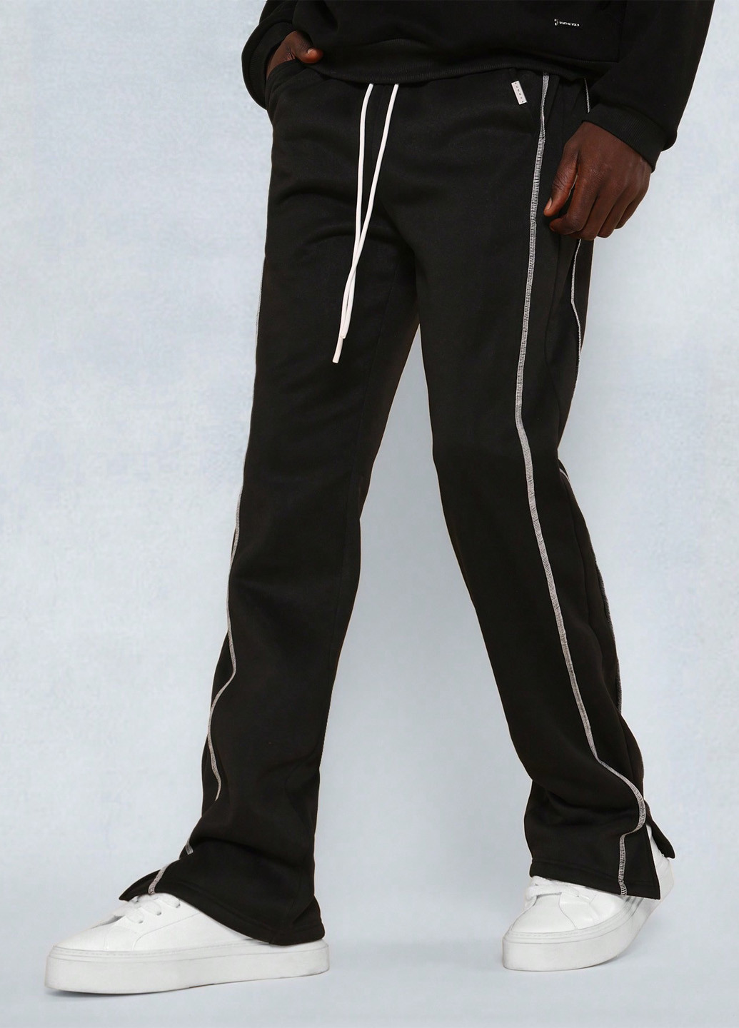 Черные спортивные, кэжуал демисезонные прямые брюки SHEIN