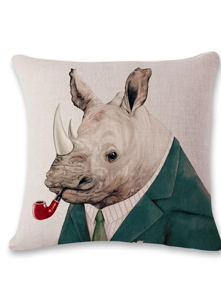 Льняная подушка "Бизнес Носорог" No Brand (251728207)