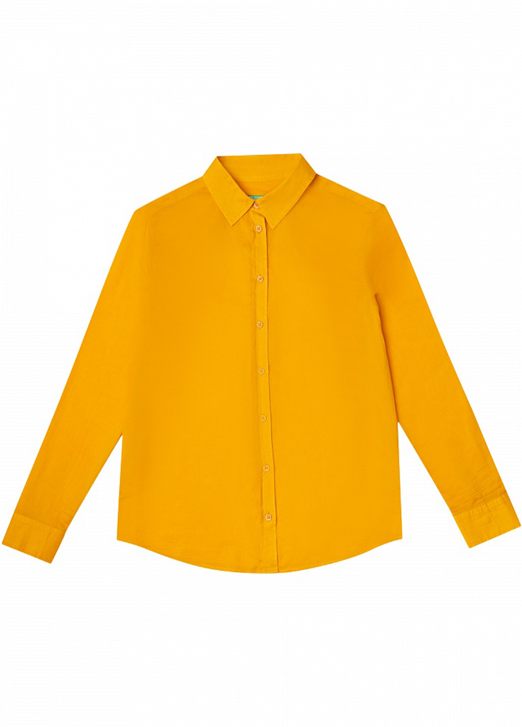 Желтая кэжуал рубашка однотонная United Colors of Benetton