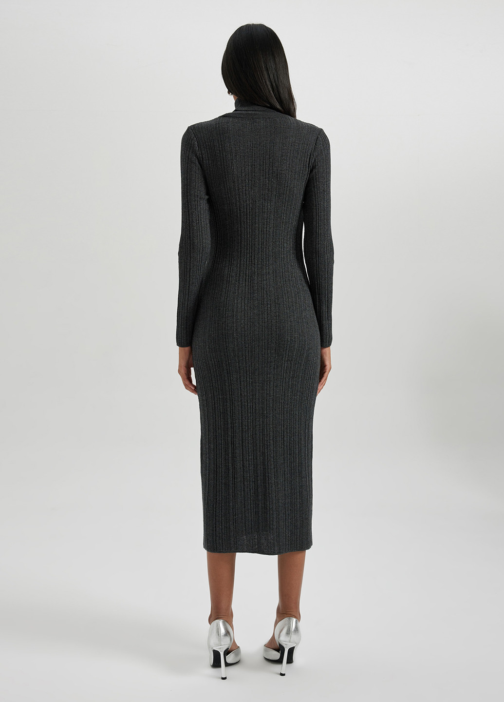 Темно-сіра кежуал сукня сукня-водолазка DeFacto однотонна