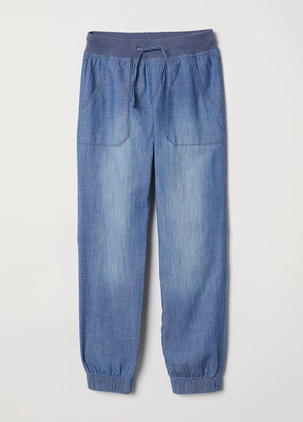 Синие джинсовые летние со средней талией брюки H&M