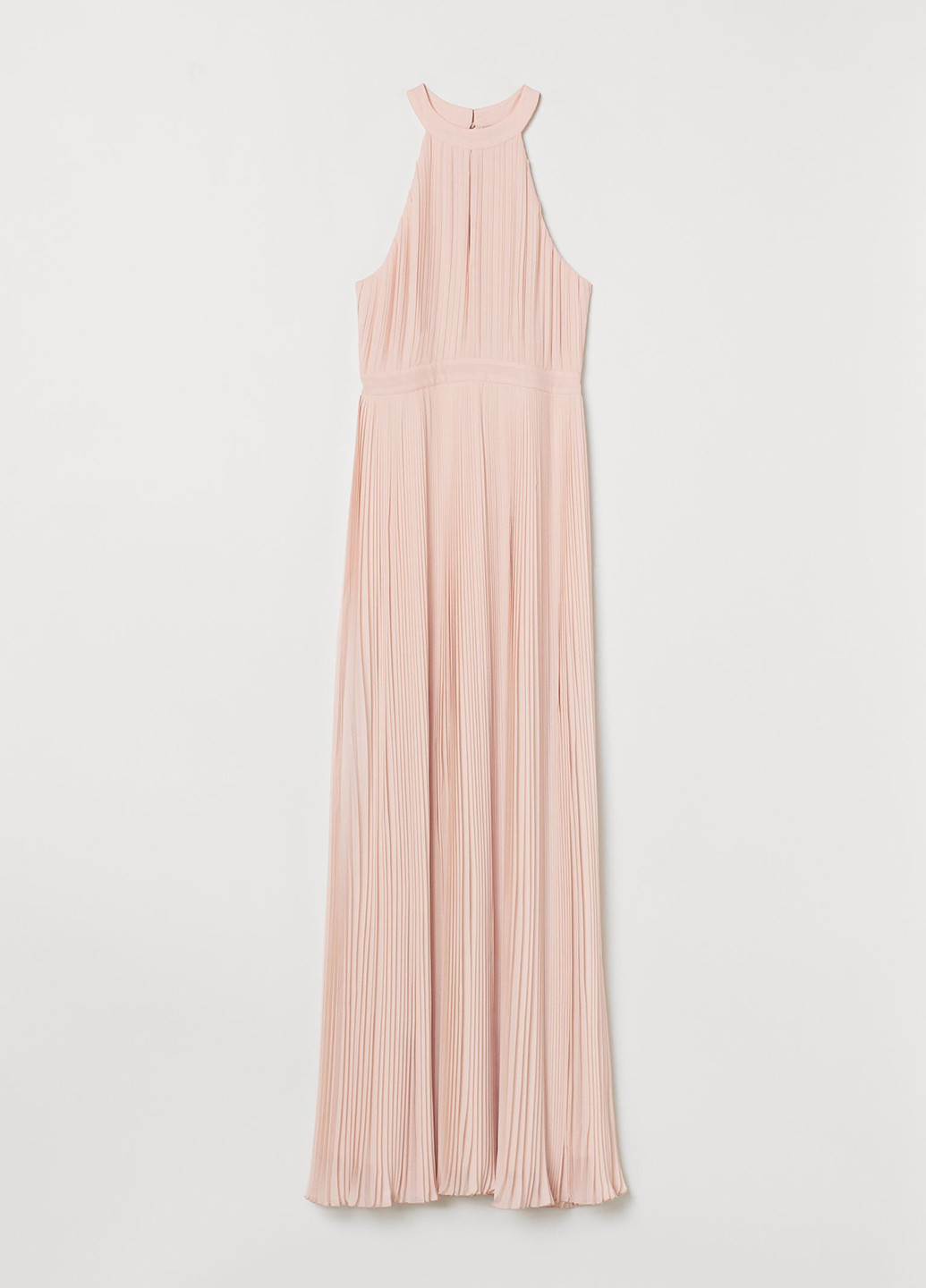 Пудровое вечернее платье плиссированное H&M однотонное