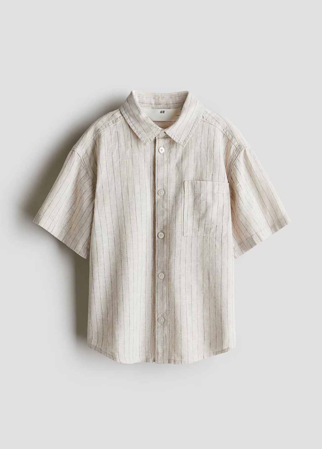 Бежевая кэжуал рубашка в полоску H&M