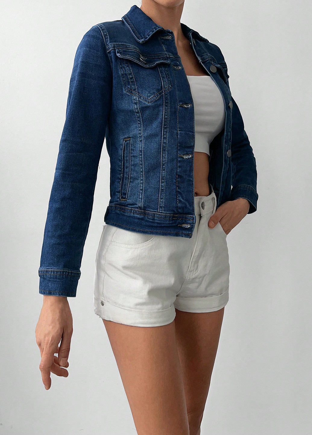 Темно-синяя демисезонная куртка SHEIN