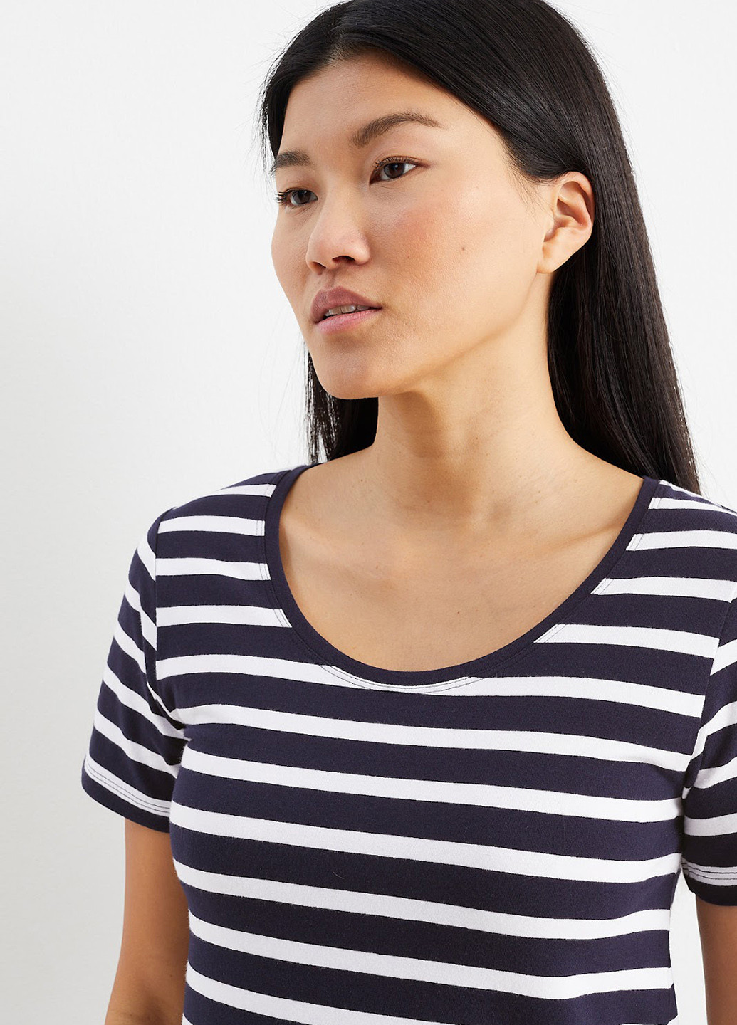 Темно-синее кэжуал платье платье-футболка C&A в полоску