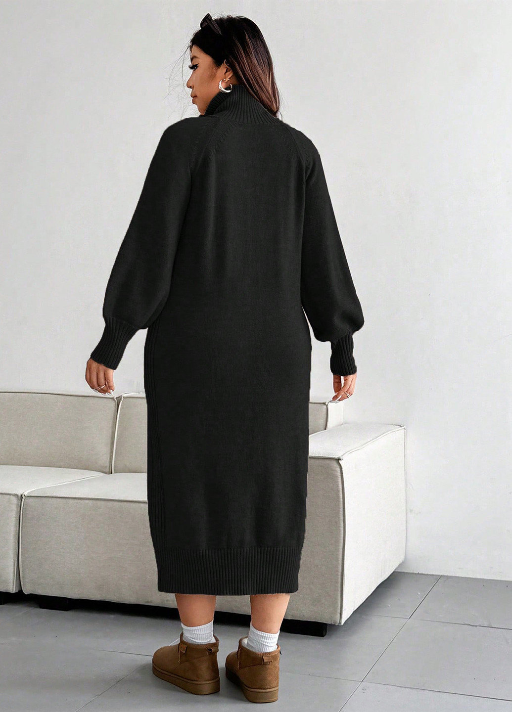 Чорна кежуал сукня сукня светр SHEIN однотонна