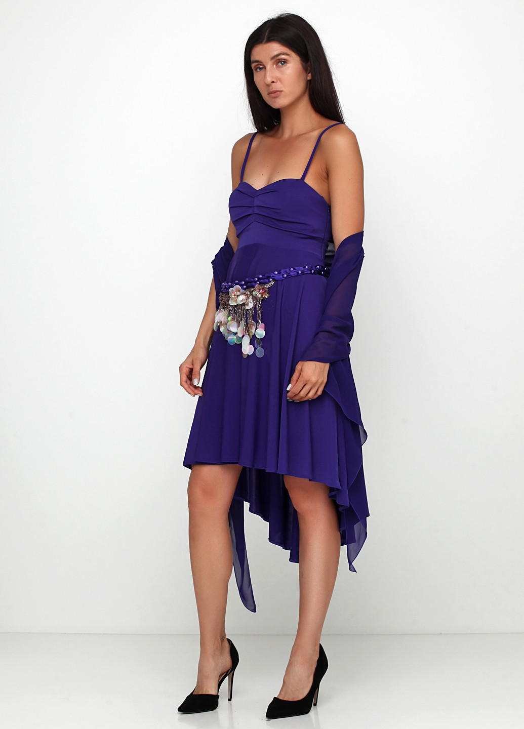 Фиолетовое коктейльное платье платье-майка Eva Style однотонное