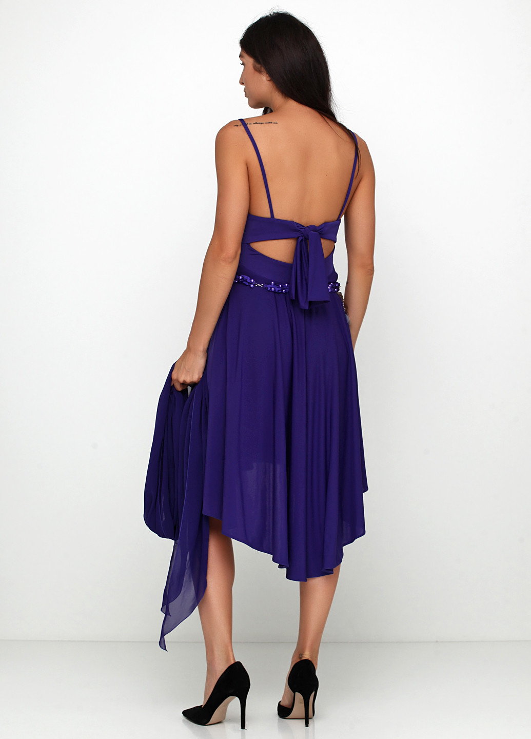 Фиолетовое коктейльное платье платье-майка Eva Style однотонное