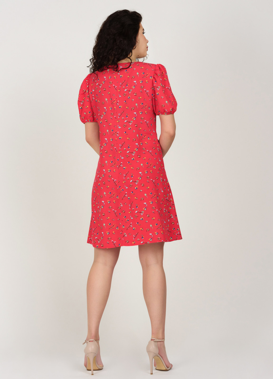 Красное кэжуал платье клеш Miledi с цветочным принтом