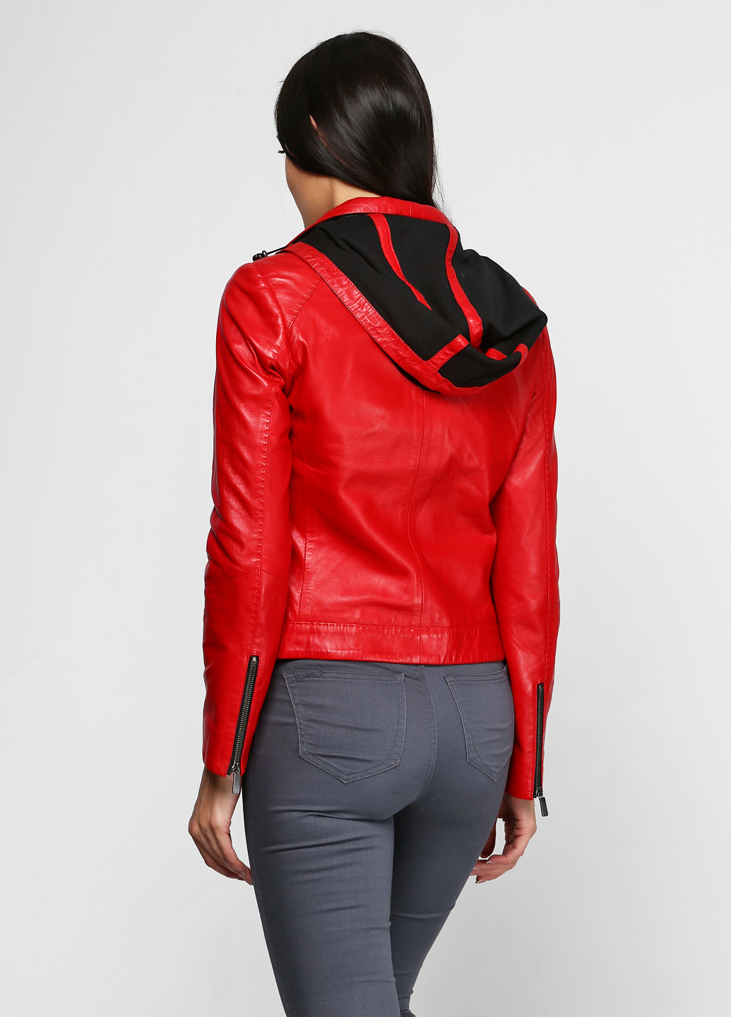 Красная демисезонная куртка кожаная Elibol