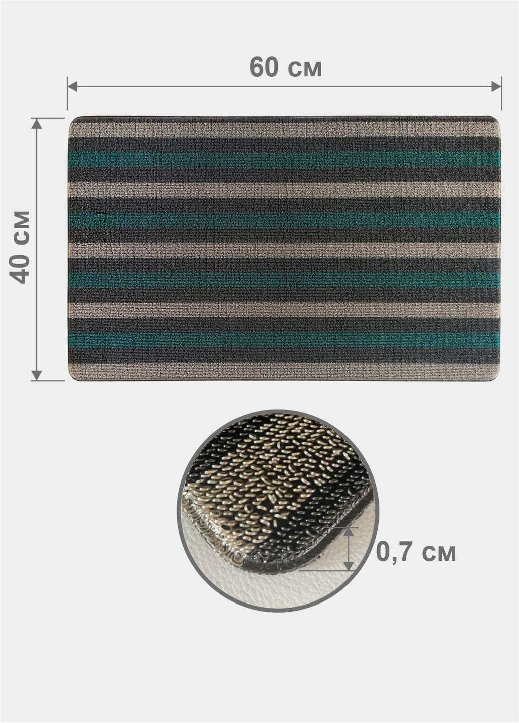 Дверний килимок з петлевою щетиною розміром 40 x 60 для внутрішнього зовнішнього входу - зелена полоска Lovely Svi (254545874)