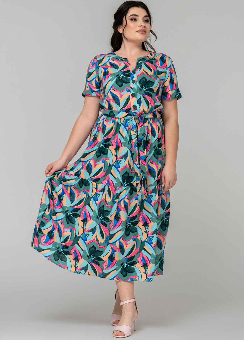 Комбинированное кэжуал платье рубашка A'll Posa с цветочным принтом
