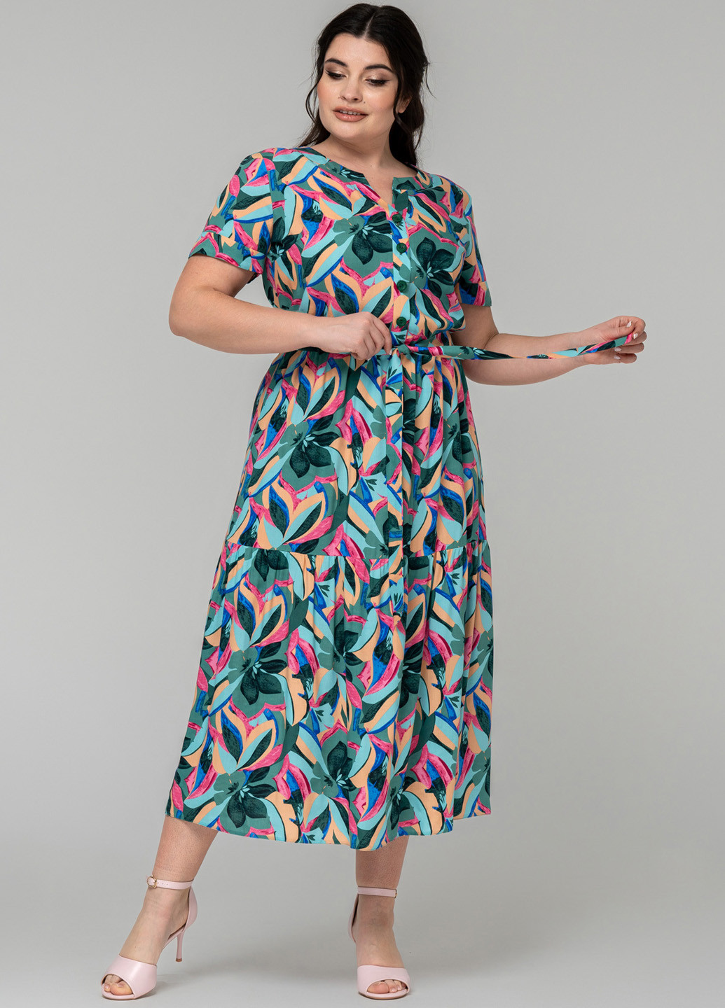 Комбинированное кэжуал платье рубашка A'll Posa с цветочным принтом