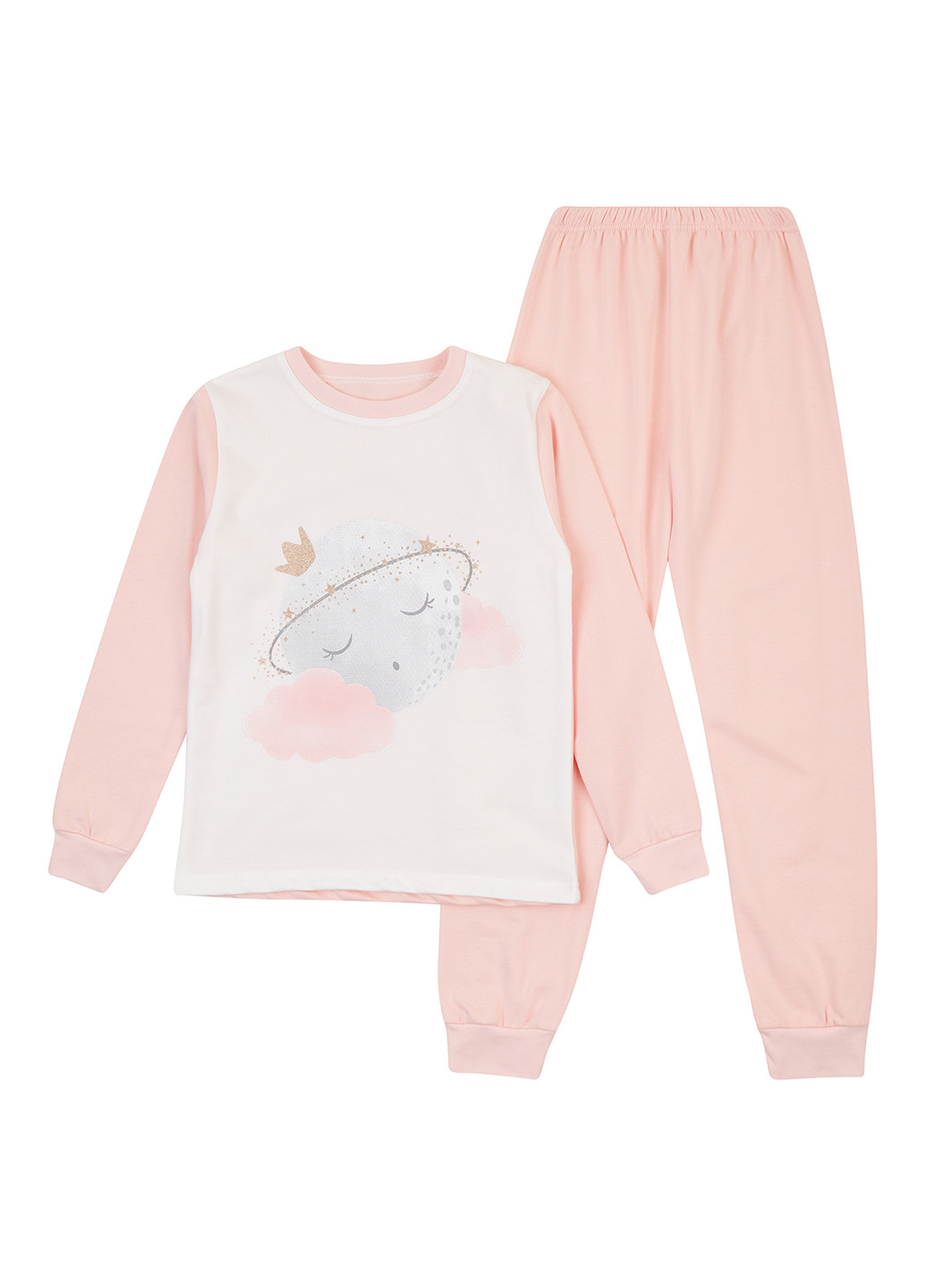 Персикова зимня піжами (лонгслів, штани) Фламинго