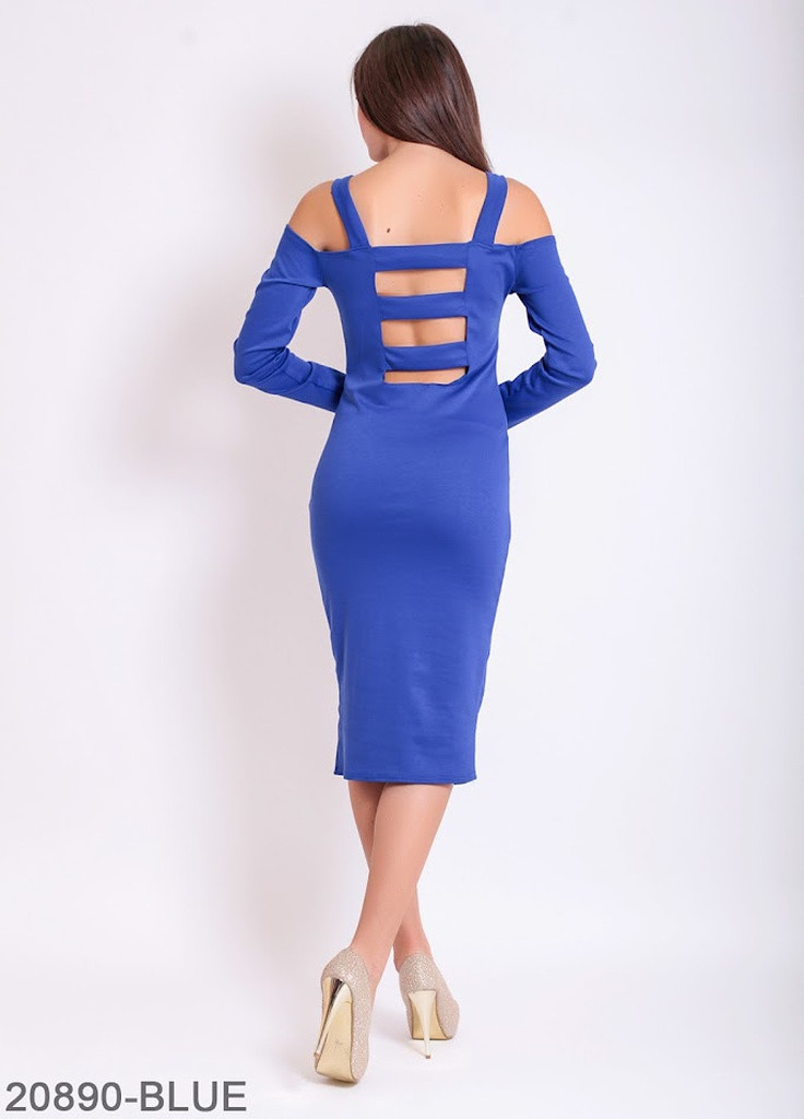 Синя кежуал класичне жіноче плаття з відкритою спиною miley Podium однотонна