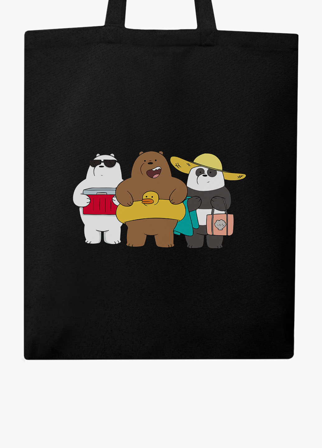 Еко сумка шоппер черная Вся правда о медведях (We Bare Bears) на молнии (9227-2893-BKZ) MobiPrint (236265336)